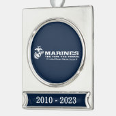 USMC de weinige rode Logo - wit Verzilverd Banner Ornament (Links)