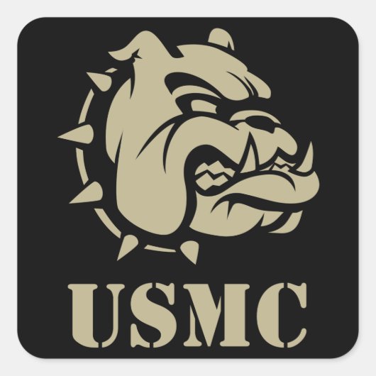 USMC Dog Vierkante Sticker (Voorkant)