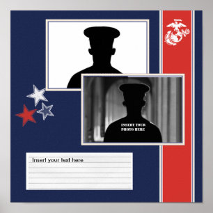 USMC Dress Blues Photo Collage Poster