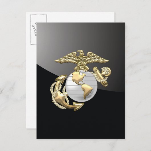 USMC Eagle, Wereldbol & Anchor (EGA) [3D] Briefkaart (Voorkant / Achterkant)