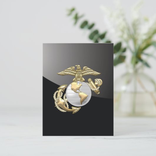 USMC Eagle, Wereldbol & Anchor (EGA) [3D] Briefkaart (Staand voorkant)