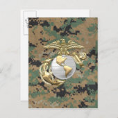 USMC Eagle, Wereldbol & Anchor (EGA) [3D] Briefkaart (Voorkant / Achterkant)