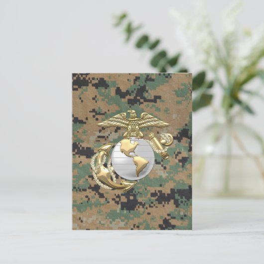 USMC Eagle, Wereldbol & Anchor (EGA) [3D] Briefkaart (Staand voorkant)