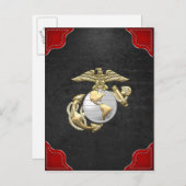 USMC Eagle, Wereldbol & Anchor (EGA) [3D] Briefkaart (Voorkant / Achterkant)