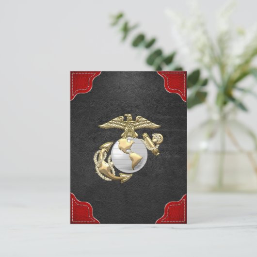 USMC Eagle, Wereldbol & Anchor (EGA) [3D] Briefkaart (Staand voorkant)