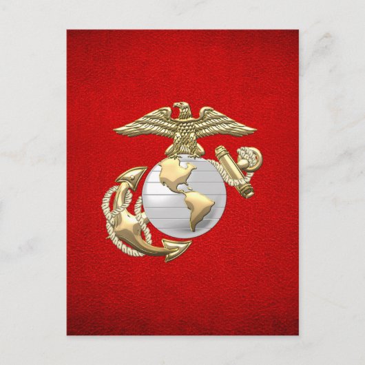 USMC Eagle, Wereldbol & Anchor (EGA) [3D] Briefkaart (Voorkant)