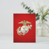 USMC Eagle, Wereldbol & Anchor (EGA) [3D] Briefkaart (Staand voorkant)