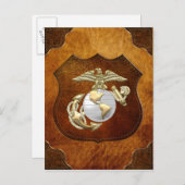 USMC Eagle, Wereldbol & Anchor (EGA) [3D] Briefkaart (Voorkant / Achterkant)