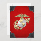 USMC Eagle, Wereldbol & Anchor (EGA) [3D] Briefkaart (Voorkant / Achterkant)