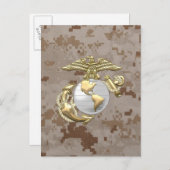 USMC Eagle, Wereldbol & Anchor (EGA) [3D] Briefkaart (Voorkant / Achterkant)