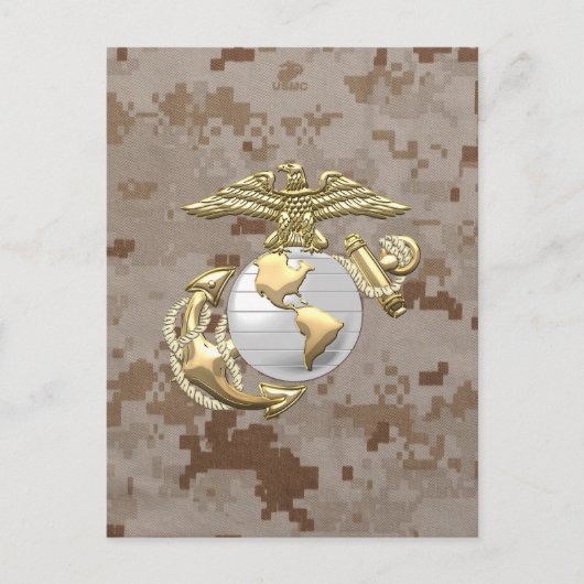 USMC Eagle, Wereldbol & Anchor (EGA) [3D] Briefkaart (Voorkant)
