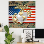 USMC Eagle, Wereldbol & Anchor (EGA) [3D] Poster (Thuiskantoor)