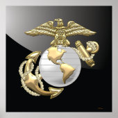 USMC Eagle, Wereldbol & Anchor (EGA) [3D] Poster (Voorkant)