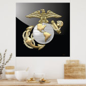 USMC Eagle, Wereldbol & Anchor (EGA) [3D] Poster (Keuken)