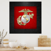 USMC Eagle, Wereldbol & Anchor (EGA) [3D] Poster (Keuken)
