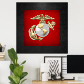 USMC Eagle, Wereldbol & Anchor (EGA) [3D] Poster (Thuiskantoor)