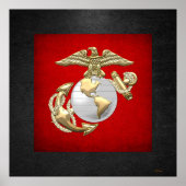 USMC Eagle, Wereldbol & Anchor (EGA) [3D] Poster (Voorkant)