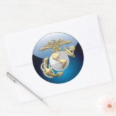 USMC Eagle, Wereldbol & Anchor (EGA) [3D] Ronde Sticker (Envelop)