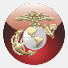 USMC Eagle, Wereldbol & Anchor (EGA) [3D] Ronde Sticker