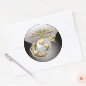 USMC Eagle, Wereldbol & Anchor (EGA) [3D] Ronde Sticker (Envelop)