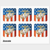 USMC Eagle, Wereldbol & Anchor (EGA) [3D] Vierkante Sticker (Vel)