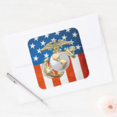 USMC Eagle, Wereldbol & Anchor (EGA) [3D] Vierkante Sticker (Envelop)