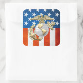 USMC Eagle, Wereldbol & Anchor (EGA) [3D] Vierkante Sticker (Tas)