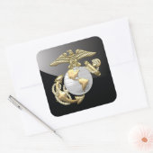 USMC Eagle, Wereldbol & Anchor (EGA) [3D] Vierkante Sticker (Envelop)