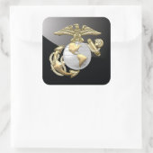 USMC Eagle, Wereldbol & Anchor (EGA) [3D] Vierkante Sticker (Tas)