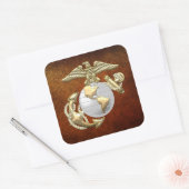 USMC Eagle, Wereldbol & Anchor (EGA) [3D] Vierkante Sticker (Envelop)