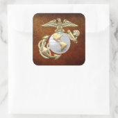 USMC Eagle, Wereldbol & Anchor (EGA) [3D] Vierkante Sticker (Tas)