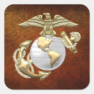 USMC Eagle, Wereldbol & Anchor (EGA) [3D] Vierkante Sticker