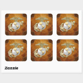 USMC Eagle, Wereldbol & Anchor (EGA) [3D] Vierkante Sticker (Vel)