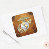 USMC Eagle, Wereldbol & Anchor (EGA) [3D] Vierkante Sticker (Envelop)