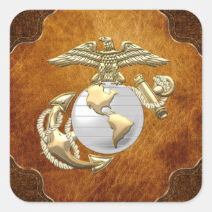 USMC Eagle, Wereldbol & Anchor (EGA) [3D] Vierkante Sticker