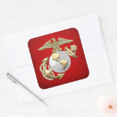 USMC Eagle, Wereldbol & Anchor (EGA) [3D] Vierkante Sticker (Envelop)