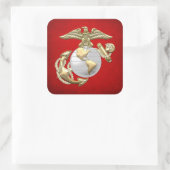 USMC Eagle, Wereldbol & Anchor (EGA) [3D] Vierkante Sticker (Tas)
