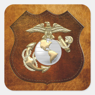 USMC Eagle, Wereldbol & Anchor (EGA) [3D] Vierkante Sticker