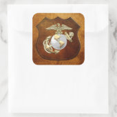 USMC Eagle, Wereldbol & Anchor (EGA) [3D] Vierkante Sticker (Tas)