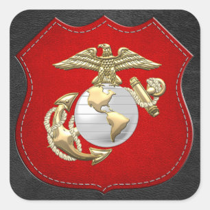 USMC Eagle, Wereldbol & Anchor (EGA) [3D] Vierkante Sticker