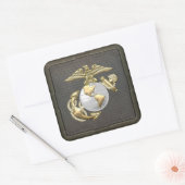 USMC Eagle, Wereldbol & Anchor (EGA) [3D] Vierkante Sticker (Envelop)