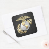 USMC Eagle, Wereldbol & Anchor (EGA) [3D] Vierkante Sticker (Envelop)