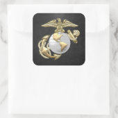 USMC Eagle, Wereldbol & Anchor (EGA) [3D] Vierkante Sticker (Tas)