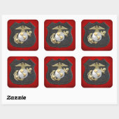 USMC Eagle, Wereldbol & Anchor (EGA) [3D] Vierkante Sticker (Vel)