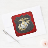 USMC Eagle, Wereldbol & Anchor (EGA) [3D] Vierkante Sticker (Envelop)