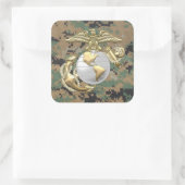 USMC Eagle, Wereldbol & Anchor (EGA) [3D] Vierkante Sticker (Tas)
