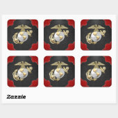 USMC Eagle, Wereldbol & Anchor (EGA) [3D] Vierkante Sticker (Vel)