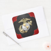 USMC Eagle, Wereldbol & Anchor (EGA) [3D] Vierkante Sticker (Envelop)