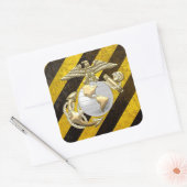 USMC Eagle, Wereldbol & Anchor (EGA) [3D] Vierkante Sticker (Envelop)