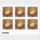 USMC Eagle, Wereldbol & Anchor (EGA) [3D] Vierkante Sticker (Vel)